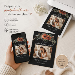 Convite de Casamento Boho Floral Terracota Mal-hum