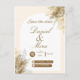 Convite de Casamento Boho Gold Pampas Arch Totalme