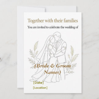 Convite de Casamento Boho Line Art