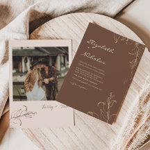 Convite de Casamento Boho Minimalista com Botânico
