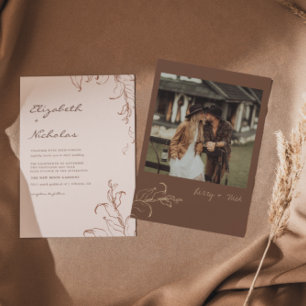 Convite de Casamento Boho Minimalista com Botânico