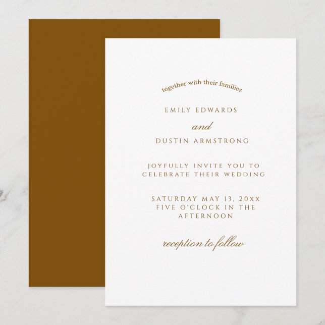 Convite de Casamento Boho Minimalista Elegante (Frente/Verso)