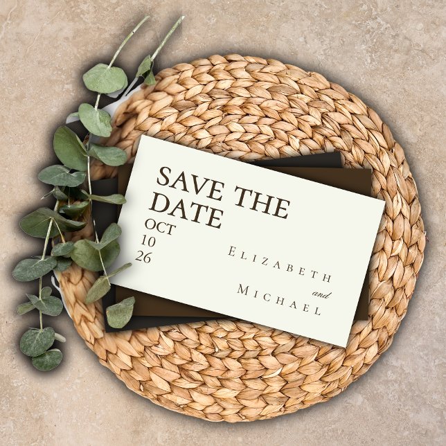 Convite de casamento boho minimalista marfim com Q (Criador carregado)