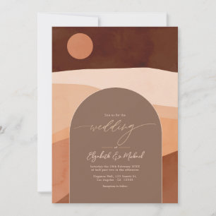 Convite de Casamento Boho Mocha Mousse Foto Modern