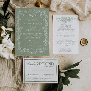 Convite de Casamento Boho Monograma Jardim Verde S