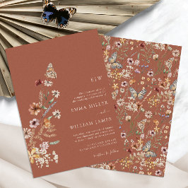 Convite de Casamento Boho Monograma Terracota