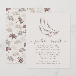 Convite de Casamento Boho Natureza Neutro Botânico
