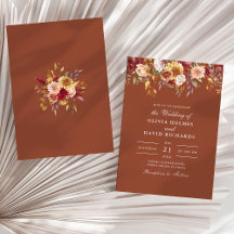 Convite de Casamento Boho Outono Terracota Elegant