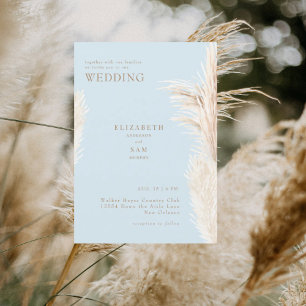 Convite de Casamento Boho Pampas Céu Azul Juntos