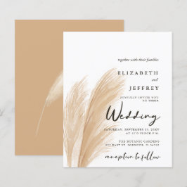 Convite De Casamento Boho Pampas De Blush De Orçam