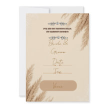 Convite de Casamento Boho Pampas Grass | Noiva Rús
