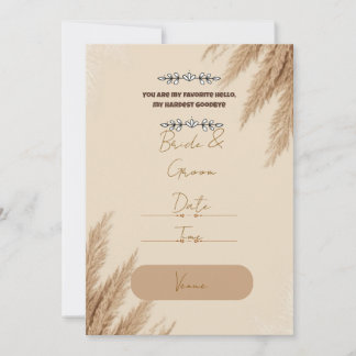 Convite de Casamento Boho Pampas Grass | Noiva Rús