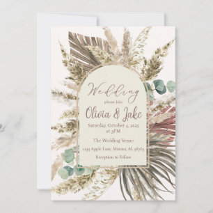 Convite de Casamento Boho Pampas Grass — Verde Sag