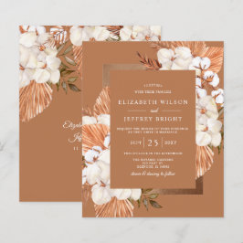 Convite de Casamento Boho Pampas Terracota Econômi