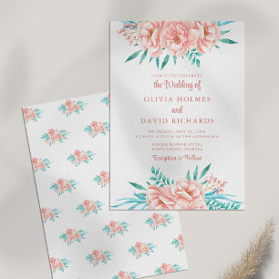 Convite de Casamento Boho Peach e Tosca Floral