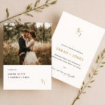 Convite de casamento Boho Photo | Mínimo Moderno d<br><div class="desc">Capturar a elegância de vaivém com nosso Convite de casamento Boho Photo | Mínimo Moderno Chic. Apresentando uma foto de boho e um monograma de ouro,  esta design é perfeita para casamentos românticos.</div>