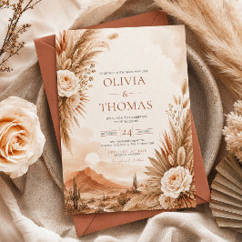 Convite de Casamento Boho Pôr do Sol no Deserto