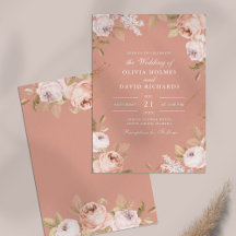 Convite de Casamento Boho Rosa Peônias