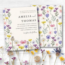 Convite de Casamento Boho Selvagem com Flores Silv