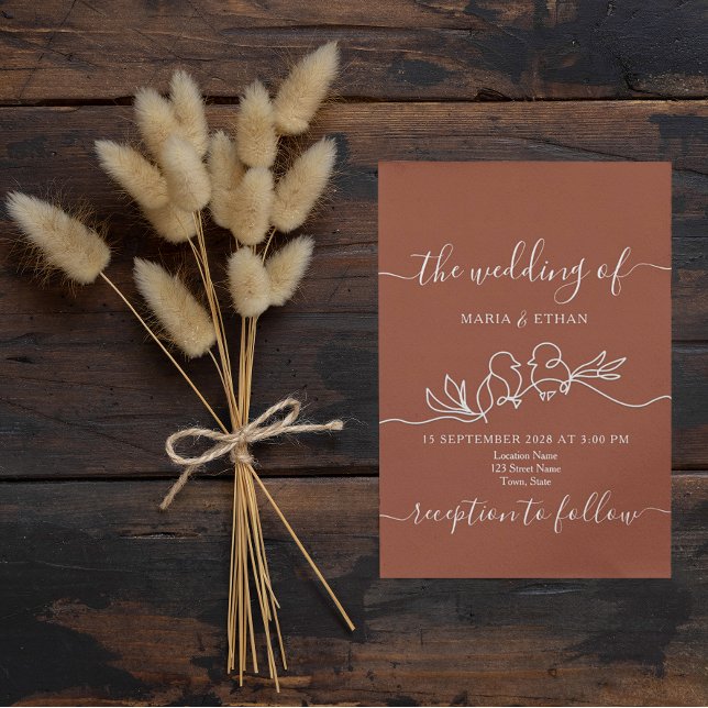 Convite de Casamento Boho Terracota (Criador carregado)