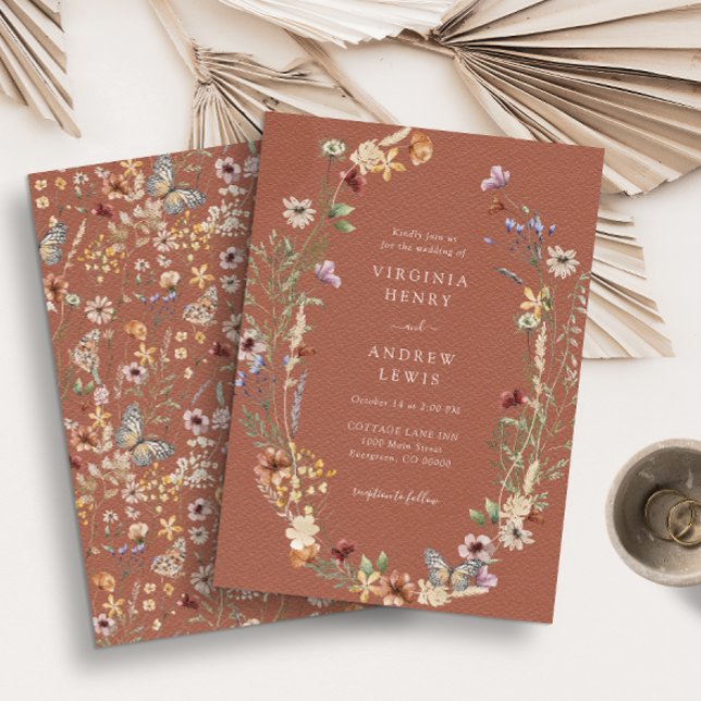 Convite de Casamento Boho Terracota (Criador carregado)
