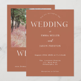 Convite de casamento Boho terracota com foto