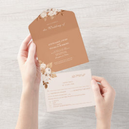 Convite de Casamento Boho Terracotta Peonies All i