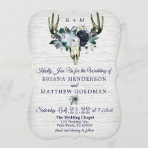 Convite de Casamento Boho Tribal Floral Antlers Az