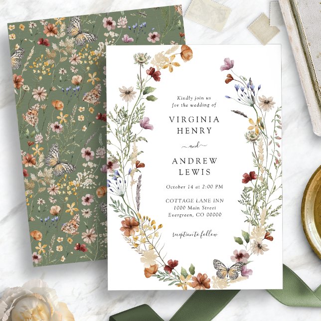 Convite de Casamento Boho Verde Sálvia (Sage Green Boho Wedding Invitation
)