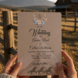 Convite de Casamento Boho Western Montanha