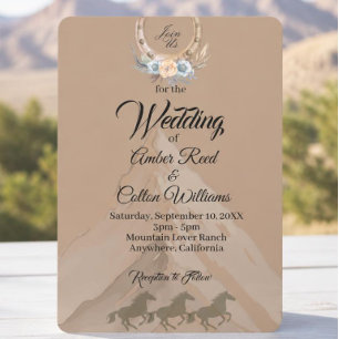 Convite de Casamento Boho Western Montanha