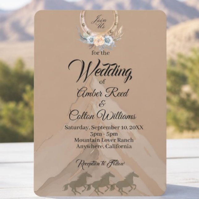 Convite de Casamento Boho Western Montanha (Criador carregado)