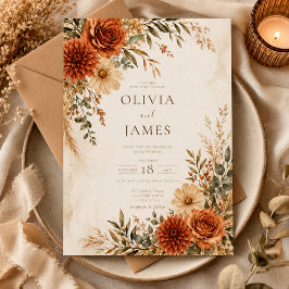 Convite de Casamento Boho Wild Terracotta Garden