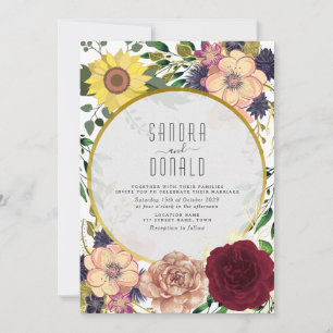 Convite de Casamento Boho Wildflower Outono