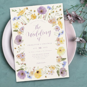 Convite de Casamento Boho Wildflower Pastel