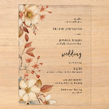 Convite de Casamento Boho Wildflower Terracotta