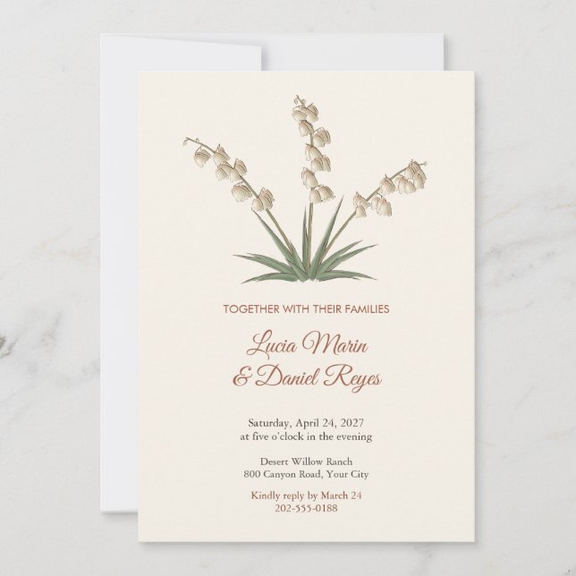 Convite de Casamento Boho Yucca Blossom Stalks (Frente)