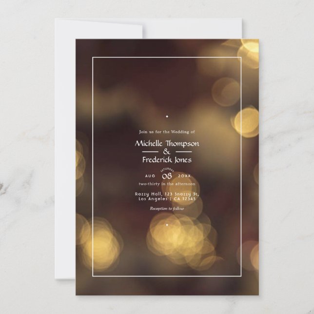 Convite de Casamento Bokeh Dourado (Frente)