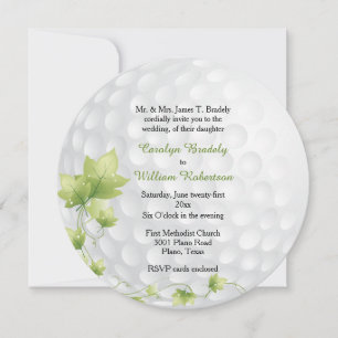 Convite de Casamento Bola de Golfe e Folhas