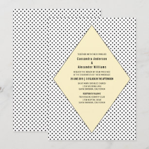 Convite de casamento Bolinhas Moderno Amarelo