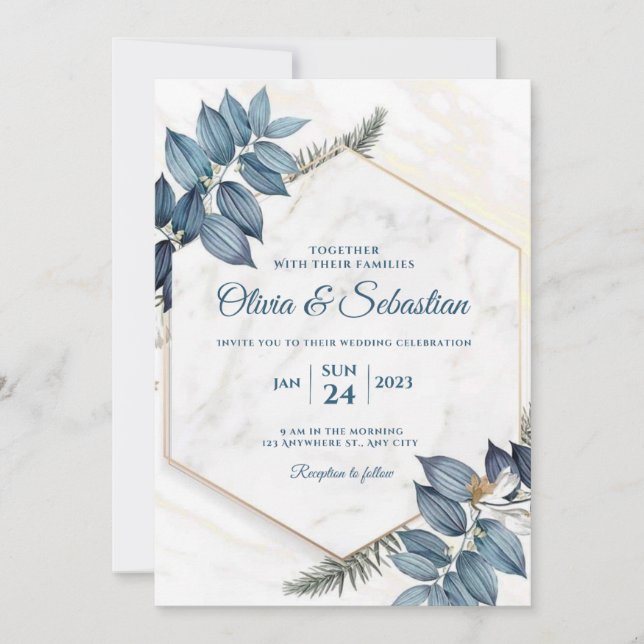 convite de casamento bonito e elegante (Frente)