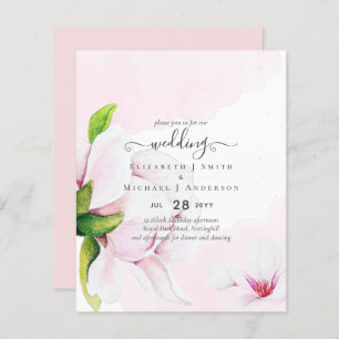 CONVITE DE CASAMENTO Bonito Pink Magnolias Floral