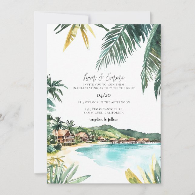 Convite de Casamento Bora Bora Taiti (Frente)