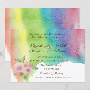 Convite de Casamento Borboleta de Aquarela, Flor,