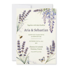 Convite de Casamento Borboleta Lavanda Wisteria Pr