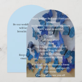 Convite de Casamento Borboletas Azul