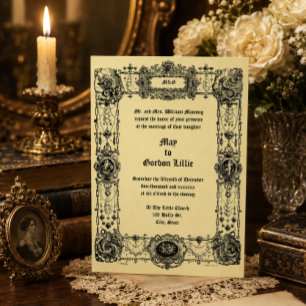 Convite de Casamento Bordado da Era Vitoriana Anti