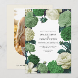 Convite de Casamento Botanical Green, Fern Shadow 