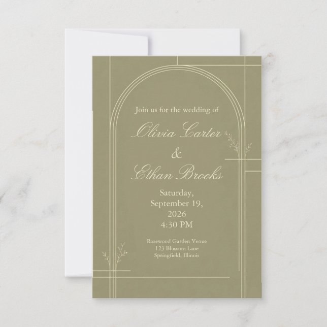 Convite de Casamento Botanical Sage (Frente)