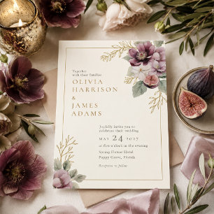 Convite de Casamento Botânico Ameixa & Oliva